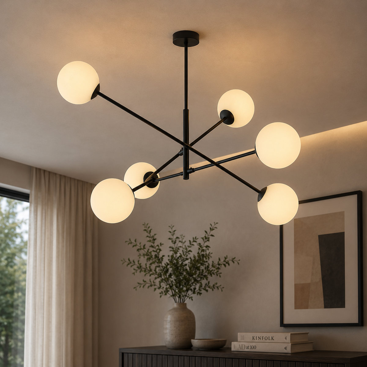 Linear 6 Light Pendant Black & White