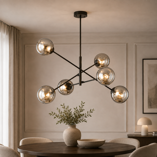 Linear 6 Light Pendant Black & Graphite