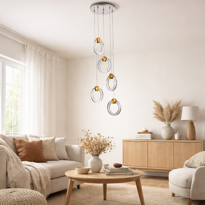 Clarity 5 Light Gold LED Ceiling Pendant