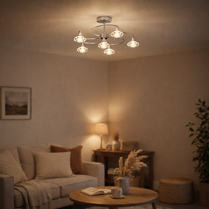 Luther 6 Light Semi-Flush Silver Ceiling Light