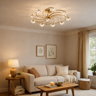 Luther 10 Light Semi-Flush Gold Ceiling Light