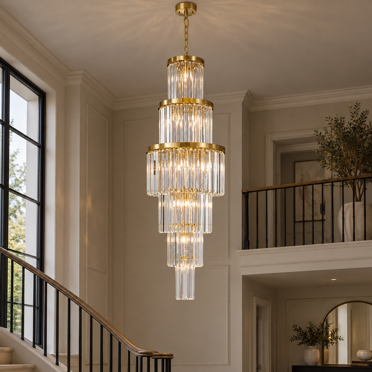 Angel 28 Light Chandelier Crystal and Antique Gold