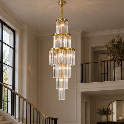 Angel 28 Light Chandelier Crystal and Antique Gold