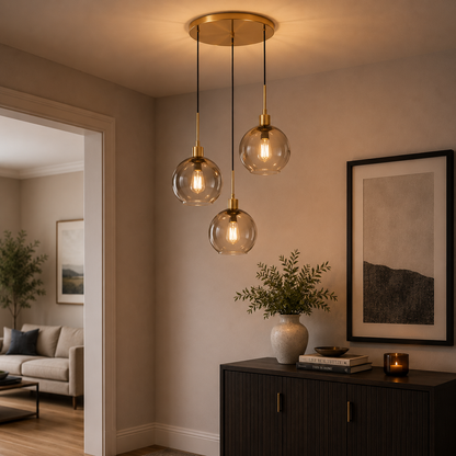 Lycia 3 Light Gold & Ombre Glass Cluster Ceiling Pendant