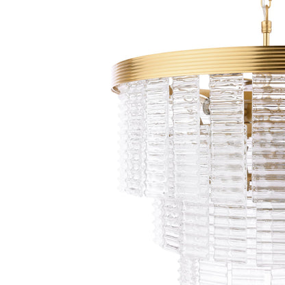 Moesha 6 Light Pendant Natural Brass and Ribbed Glass