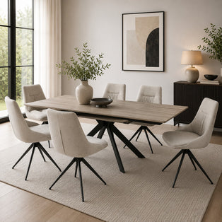 Manhattan 1400 – 1800mm Grey Table 6 Natural Boden Chairs