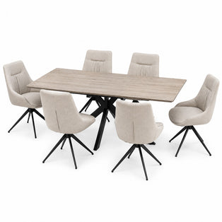 Manhattan 1400 – 1800mm Grey Table 6 Natural Boden Chairs