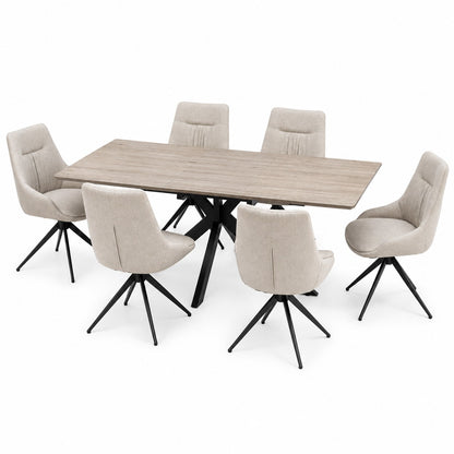 Manhattan 1400 – 1800mm Grey Table 6 Natural Boden Chairs