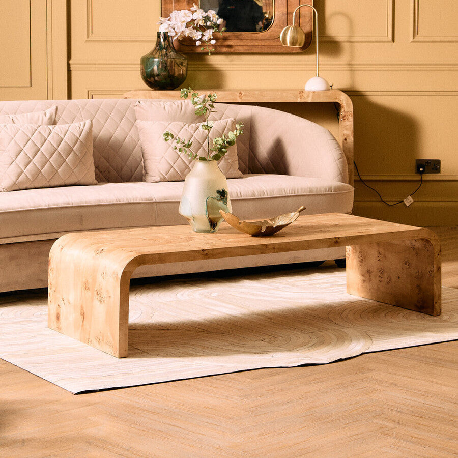 Mota Natural Burl Wood Curved Coffee Table