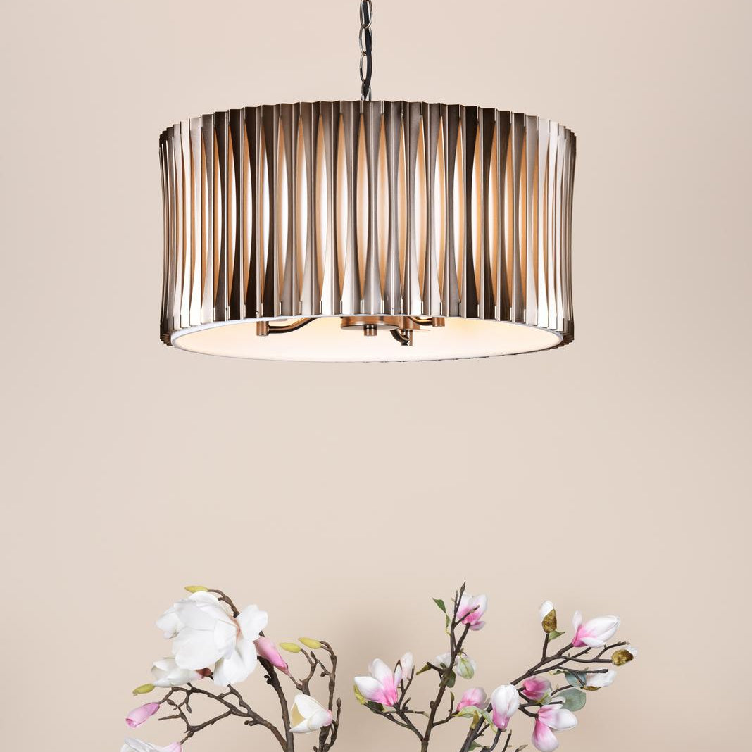 Netra 3 Light Satin Bronze & Ivory Pendant