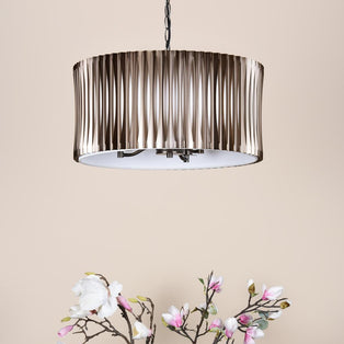 Netra 3 Light Satin Bronze & Ivory Pendant
