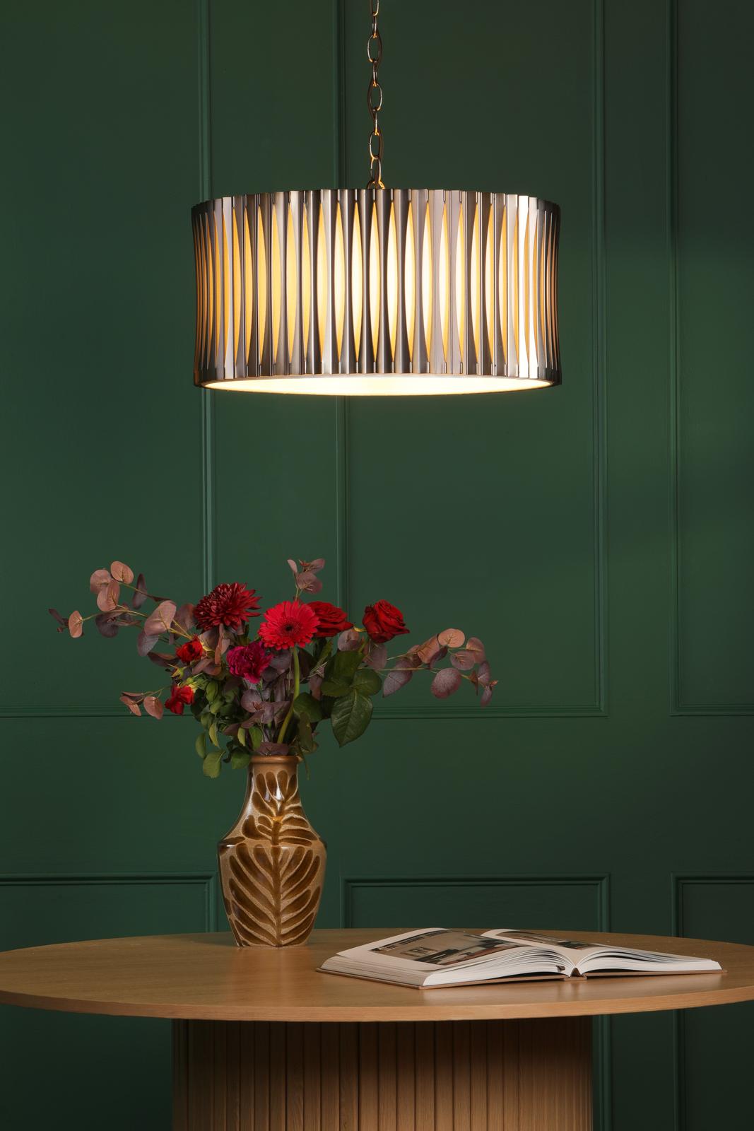 Netra 3 Light Satin Bronze & Ivory Pendant