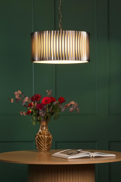 Netra 3 Light Satin Bronze & Ivory Pendant