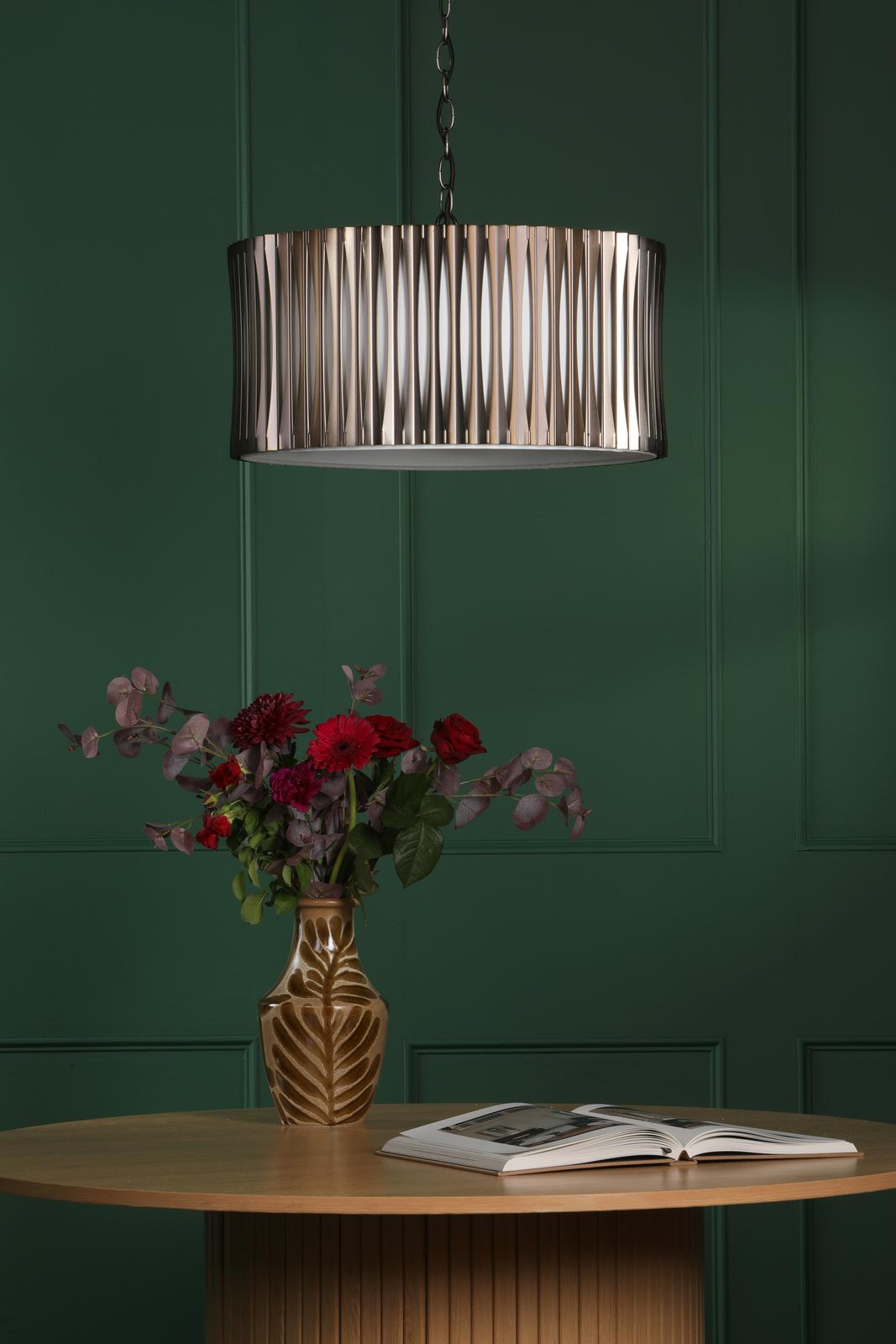 Netra 3 Light Satin Bronze & Ivory Pendant
