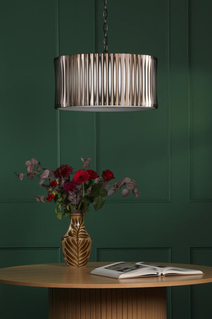 Netra 3 Light Satin Bronze & Ivory Pendant