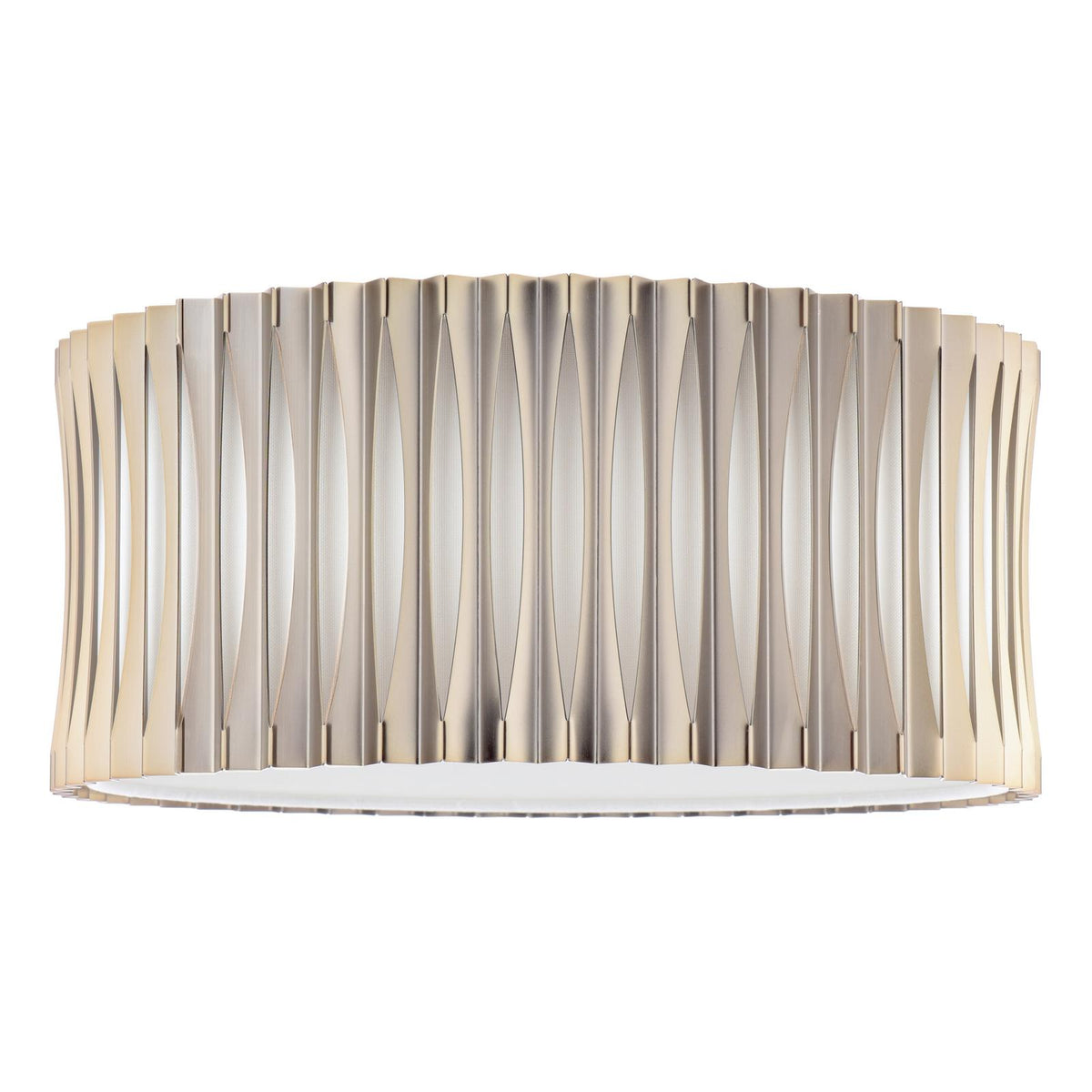 Netra 3 Light Satin Bronze & Ivory Flush Ceiling Light