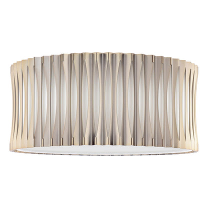 Netra 3 Light Satin Bronze & Ivory Flush Ceiling Light