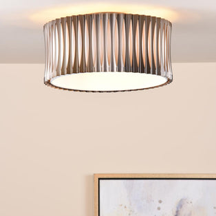 Netra 3 Light Satin Bronze & Ivory Flush Ceiling Light
