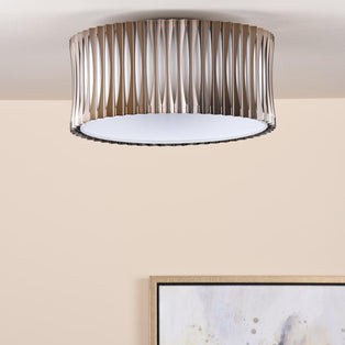 Netra 3 Light Satin Bronze & Ivory Flush Ceiling Light