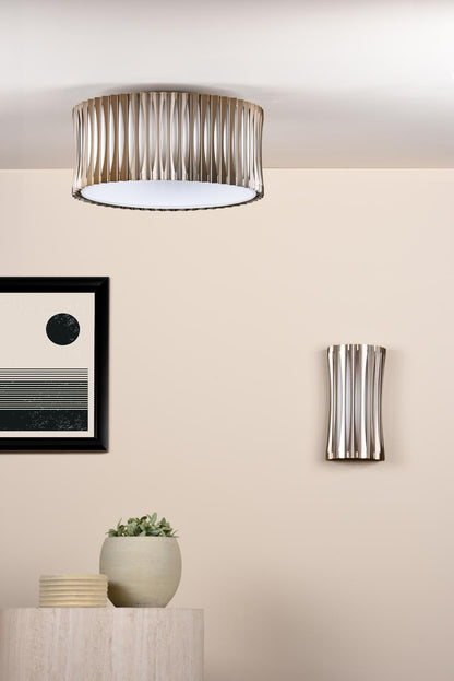 Netra 3 Light Satin Bronze & Ivory Flush Ceiling Light