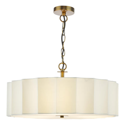 Noura 3 Light Ivory & Antique Bronze Pendant