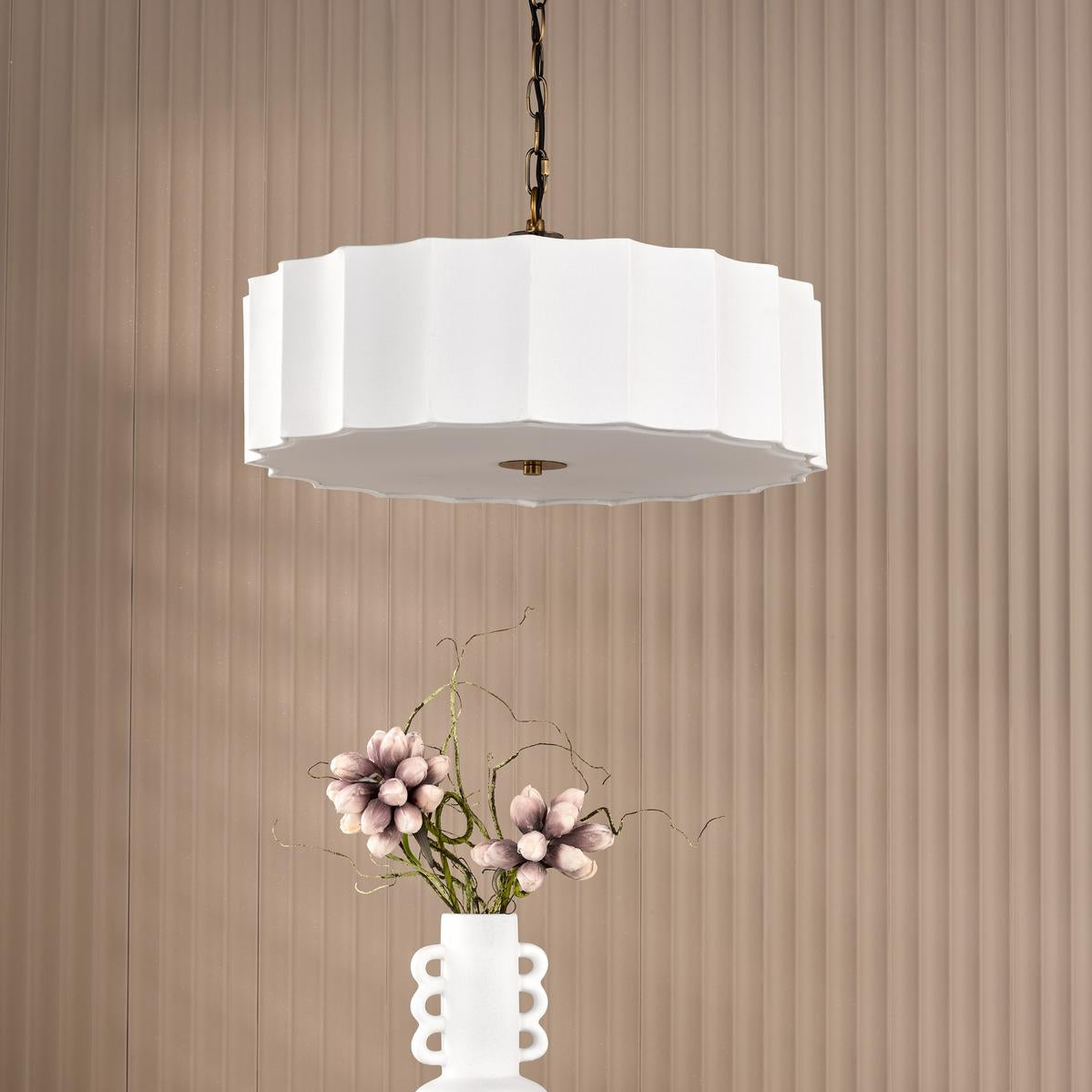 Noura 3 Light Ivory & Antique Bronze Pendant