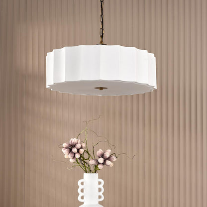 Noura 3 Light Ivory & Antique Bronze Pendant