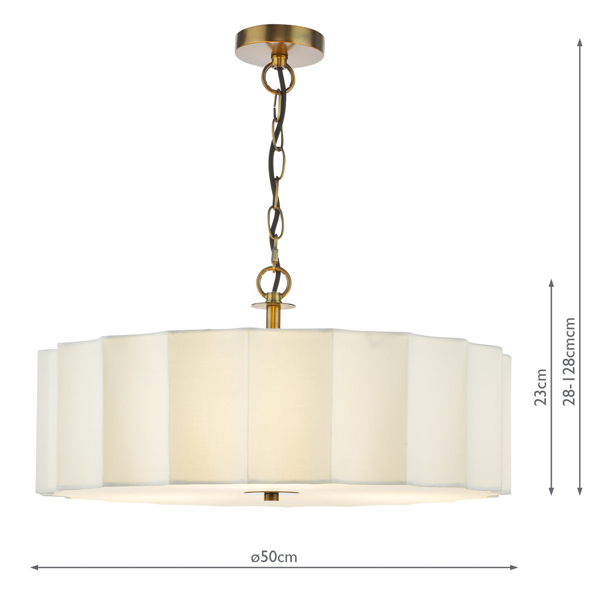 Noura 3 Light Ivory & Antique Bronze Pendant