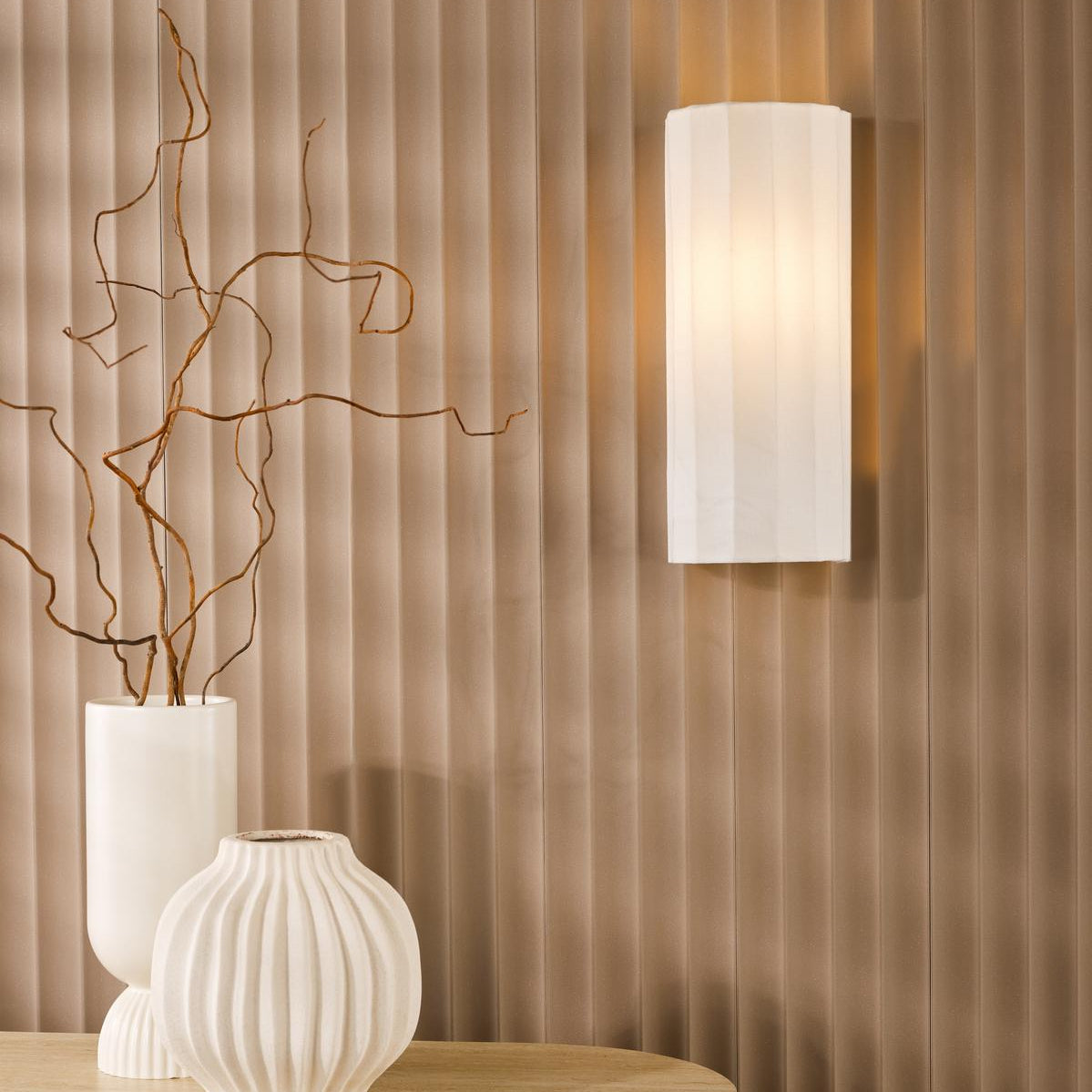 Noura Ivory Scalloped Wall Light