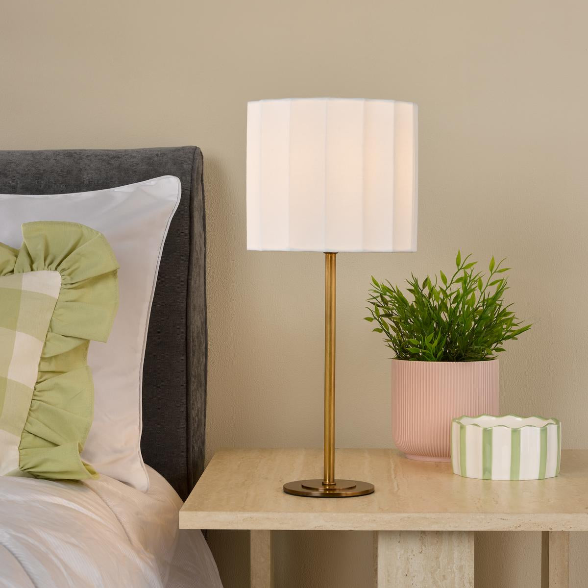 Noura Antique Bronze & Ivory Table Lamp