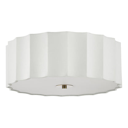 Noura 3 Light Ivory & White Flush Ceiling Light