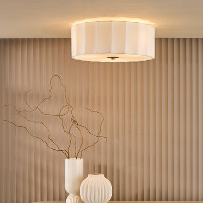 Noura 3 Light Ivory & White Flush Ceiling Light