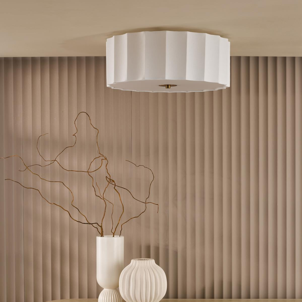 Noura 3 Light Ivory & White Flush Ceiling Light
