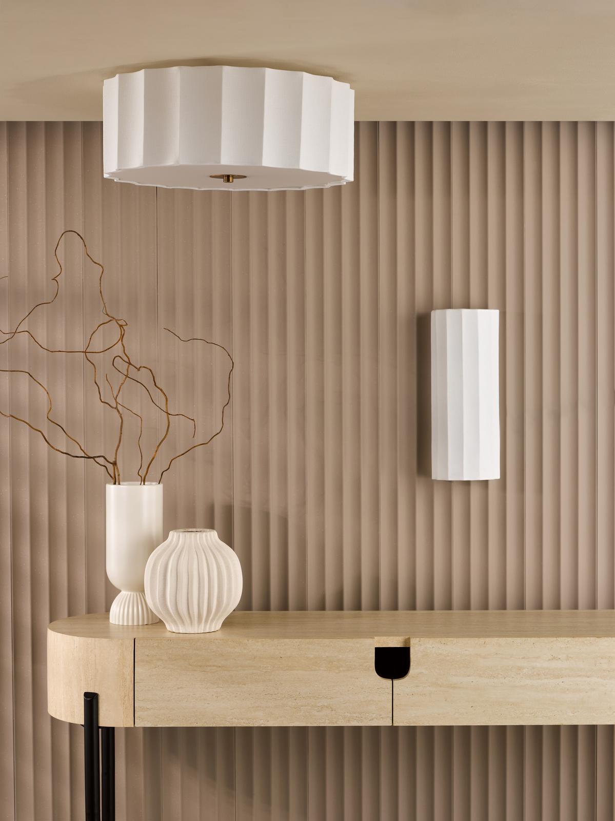 Noura 3 Light Ivory & White Flush Ceiling Light