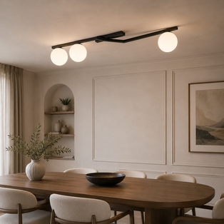 Naton 3 Light Semi Flush Black & White