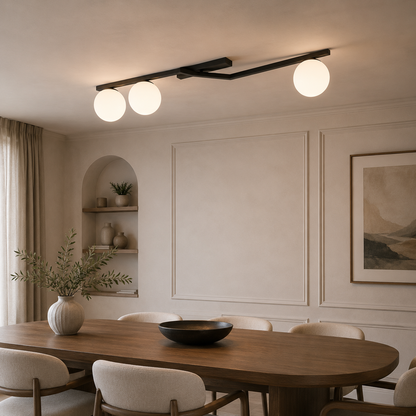 Naton 3 Light Semi Flush Black & White