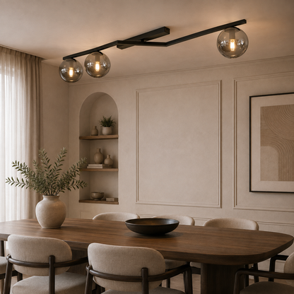 Naton 3 Light Semi Flush Black & Graphite