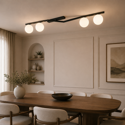 Naton 4 Light Semi Flush Black & White