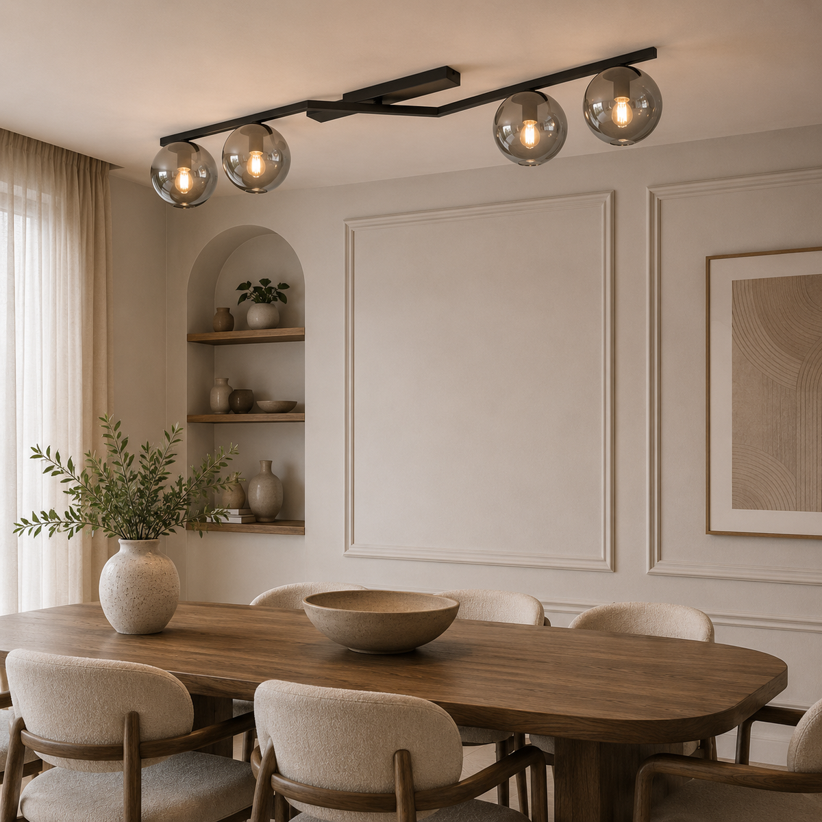 Naton 4 Light Semi Flush Black & Graphite