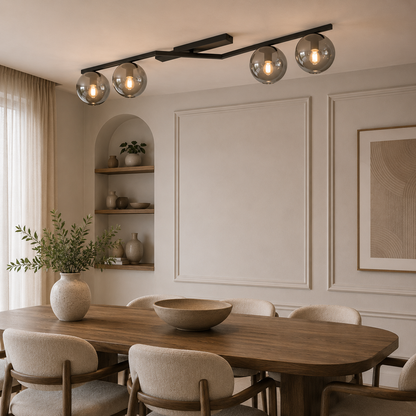 Naton 4 Light Semi Flush Black & Graphite