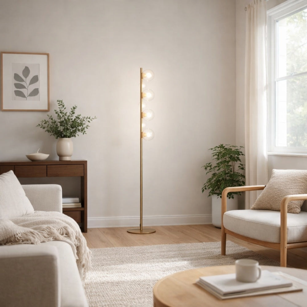 Ophelia 4-Light Warm Brass Floor Lamp