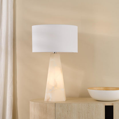 Paget White Alabaster Dual Lit Table Lamp