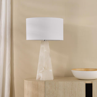 Paget White Alabaster Dual Lit Table Lamp