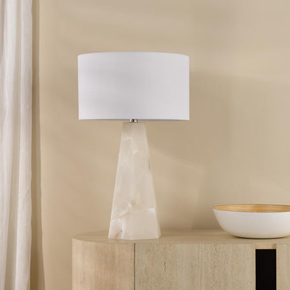 Paget White Alabaster Dual Lit Table Lamp