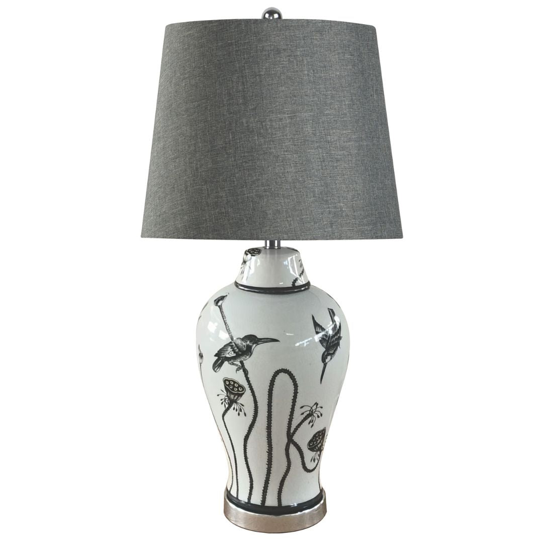 Kayla White and Grey Ceramic Table Lamp