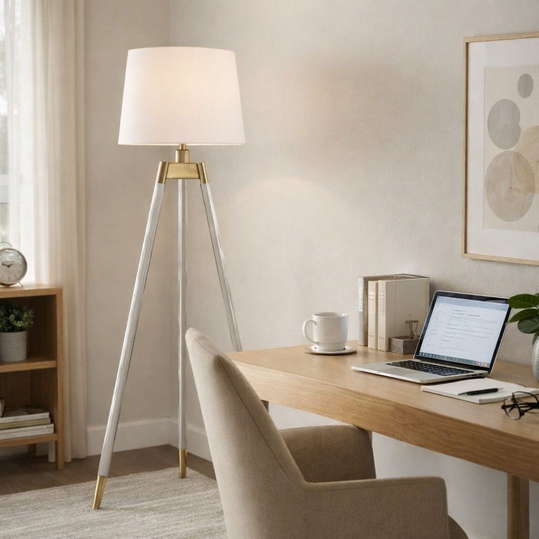 Sophie White and Antique Tripod Floor Lamp