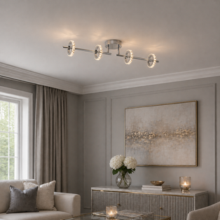 Alexa 4 Spot Polished Chrome & Crystal LED Ceiling Bar