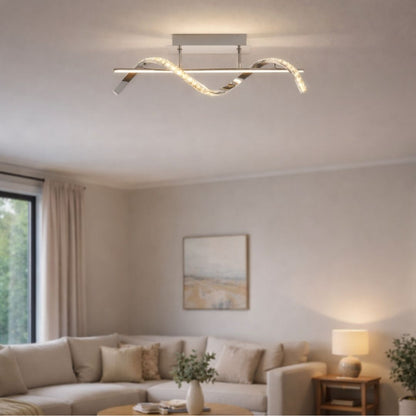 Hyde Chrome And Crystal Semi-Flush LED Ceiling Light