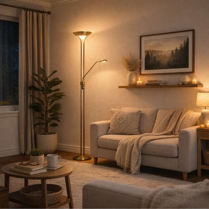 Poppy mother and child floor lamp antique brass