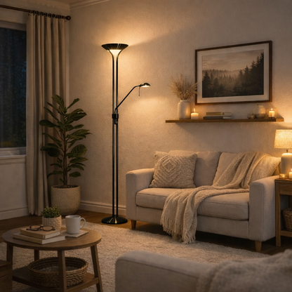 Poppy mother and child floor lamp black chrome